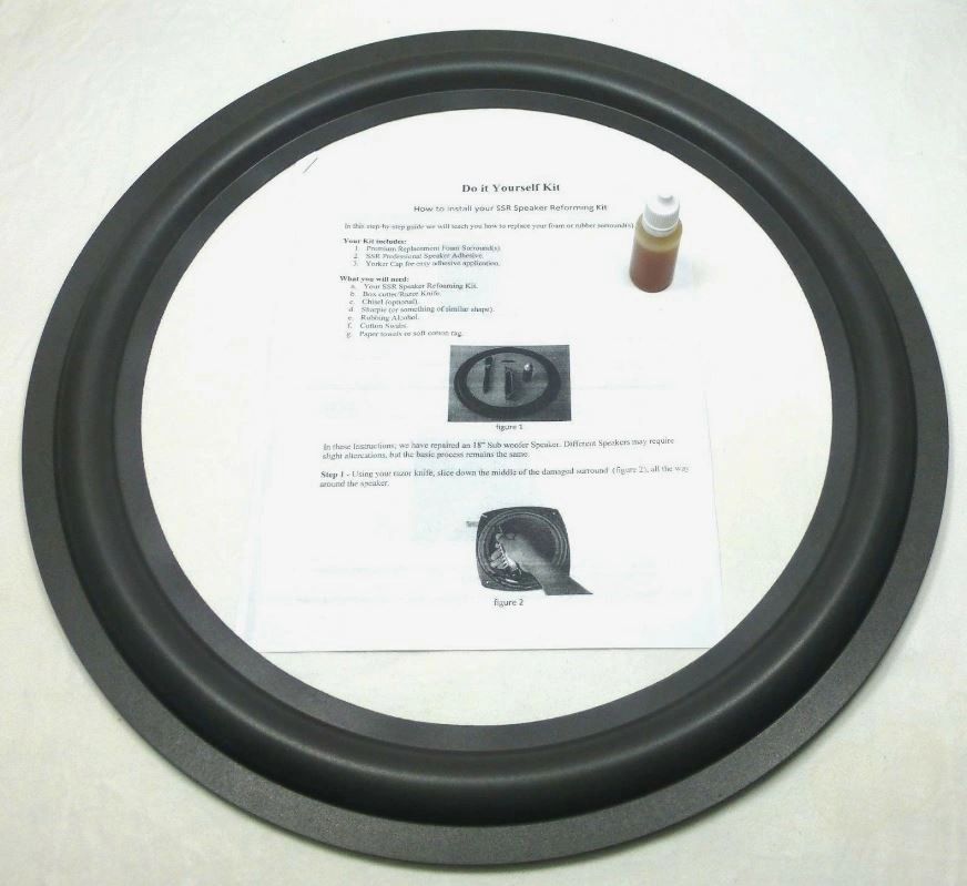 (2) Two 18" Foam Speaker Surrounds w/ Speaker Repair Refoam Instruction